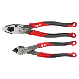 2 PC. Comfort Grip Cutting Pliers Set (USA) with two red and black handled pliers on a plain background
