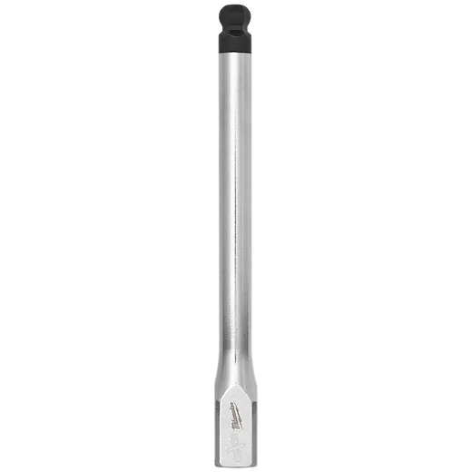 The 3/8" Drive 3/8" Long Ball End Hex Bit Socket features a long, cylindrical design with a hexagonal end and a ball tip. The tool is made of polished metal and has engraved markings near the base for easy identification.