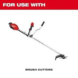 "Image of a brush cutter against a white background, with text 'FOR USE WITH BRUSH CUTTERS' in red and black."