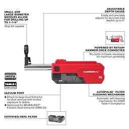 M18 FUEL™ HAMMERVAC™ 1-1/4" Dedicated Dust Extractor