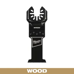 Milwaukee Open-Lok 1-3/8" HCS Wood Multi-Tool Blade in black with the Milwaukee logo and the word "WOOD" on the blade.