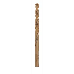 The RED HELIX™ Cobalt 1/4" Drill Bit is a metal drill bit designed for durability and precision. It features a twist design with a bronze finish and a sharp, pointed tip.
