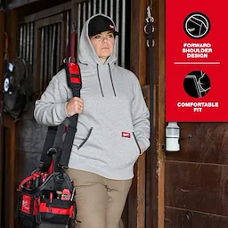 Image of a woman wearing a gray Women's FREEFLEX™ Pullover Hoodie