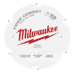 Fiber Cement Circular Saw Blade with polycrystalline diamond teeth, anti-friction coating, and laser cut technology. 10-inch, 6 teeth.