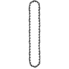 A long, black beaded necklace with a repeating pattern of small and large beads.
