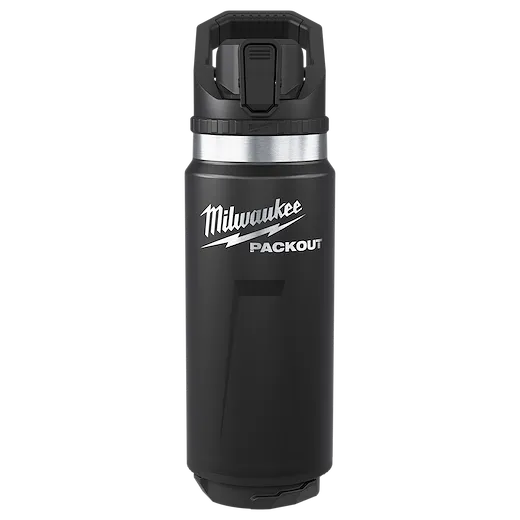 PACKOUT 24oz Insulated Bottle with Straw Lid standing upright on a plain white background.