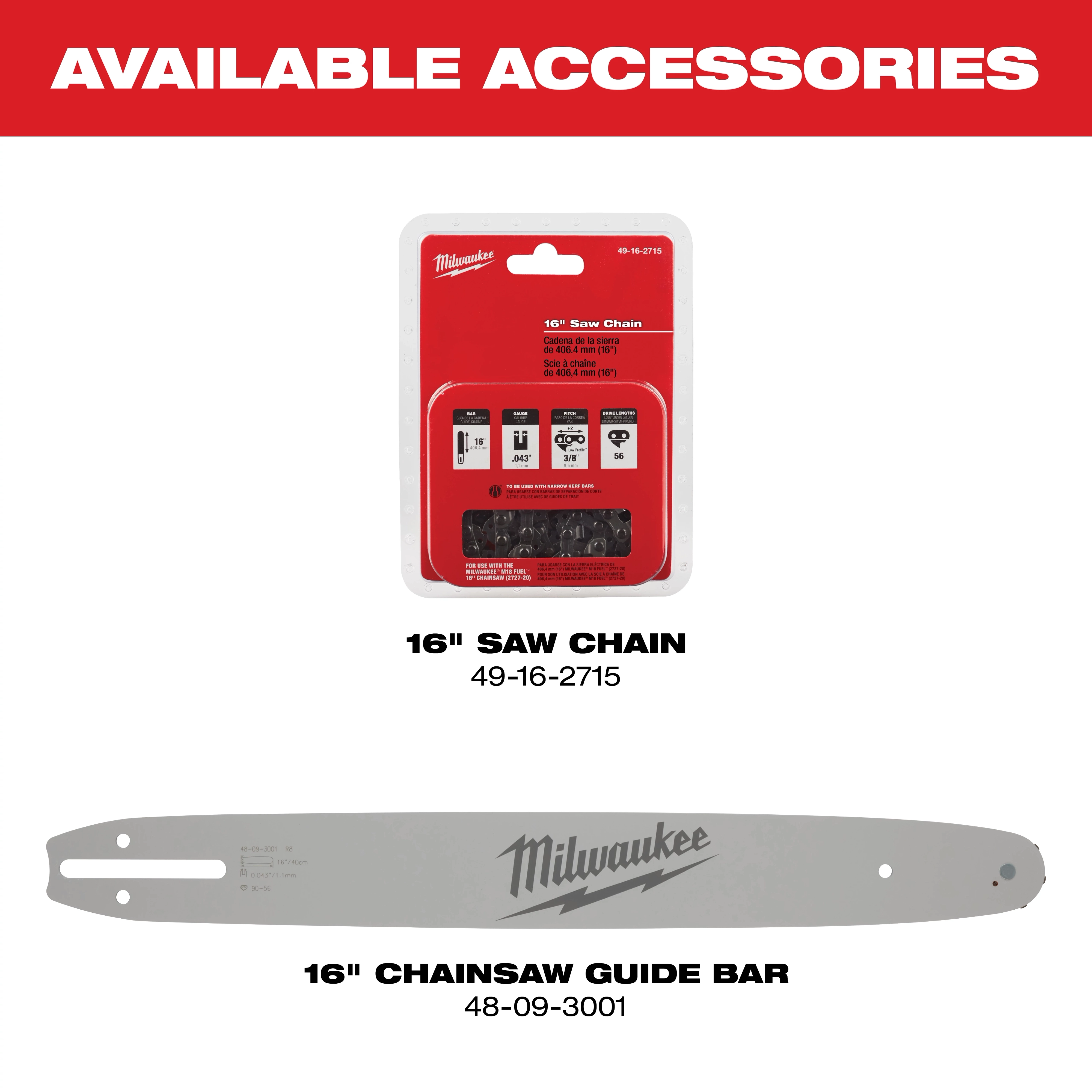 M18 FUEL™ 16" Chainsaw Kit Available Accessories
