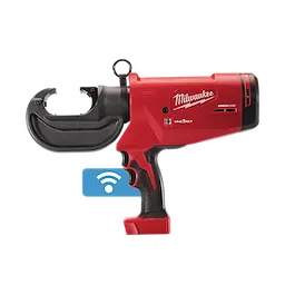 The M18™ FORCE LOGIC™ 750 MCM Crimper by Milwaukee features a red and black design with a pistol grip handle. The tool includes ONE-KEY™ technology for tracking and management.