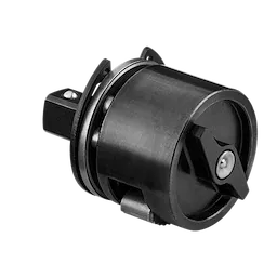 The Milwaukee SDS-Plus Spline Bit Adapter is a cylindrical, black metal tool featuring a hexagonal shank and a spline mechanism designed for converting SDS-Plus rotary hammer drills to accept spline bits.