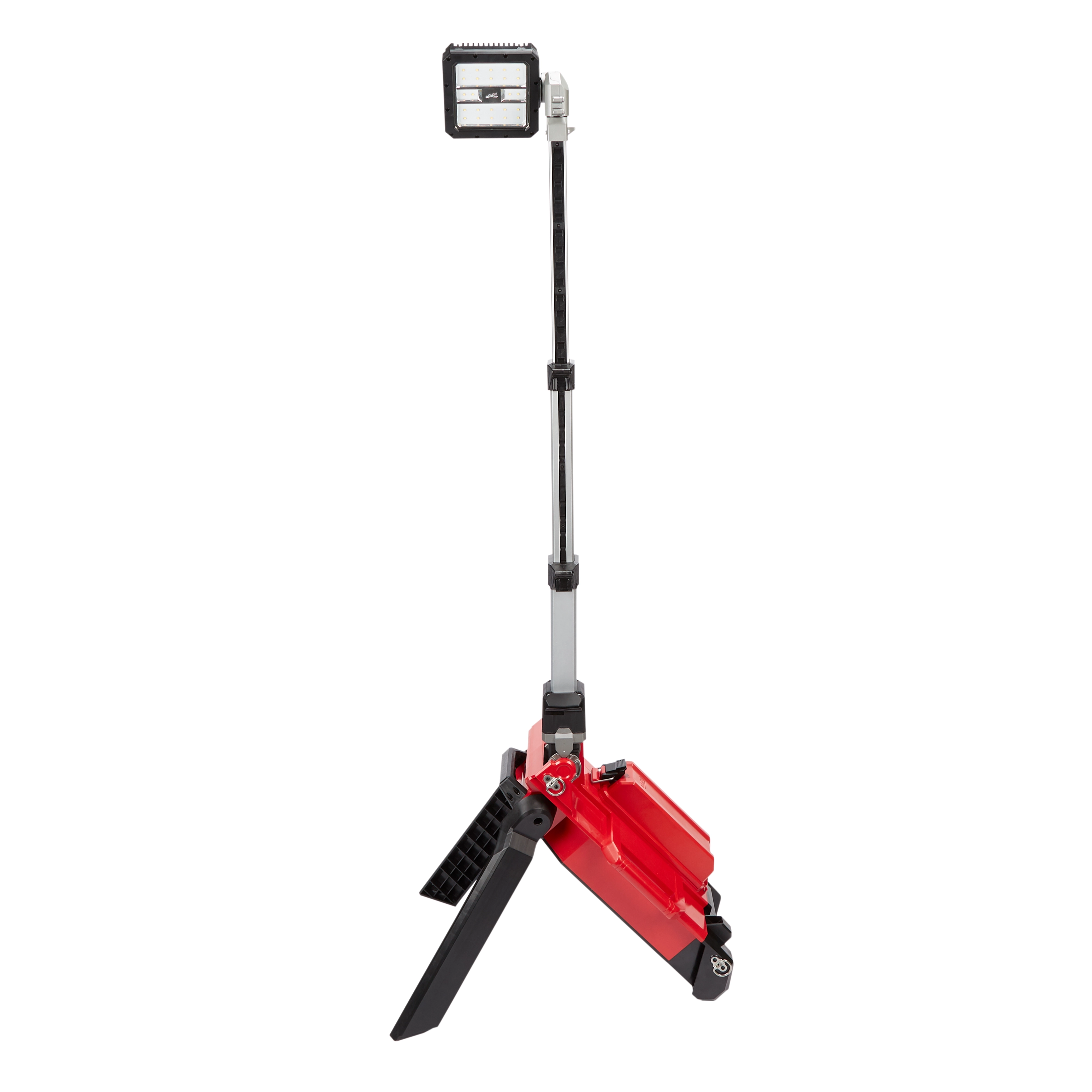 The M18 Rocket Dual Pack Tower Light is a tripod-mounted work light with an extendable pole and LED light head, featuring a red base.