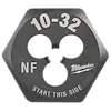 10-32 NF 1-Inch Hex Die, black hexagonal steel tool with three central holes, text "START THIS SIDE," and manufacturer logo.
