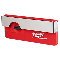 Milwaukee PACKOUT Belt Clip Rack, red and silver, designed for tool storage and organization with a secure clip mechanism.