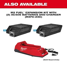 MX Fuel Expansion Kit with 2 XC406 batteries and charger (MXFC-2XC). Includes two batteries and a red charger, sold separately.