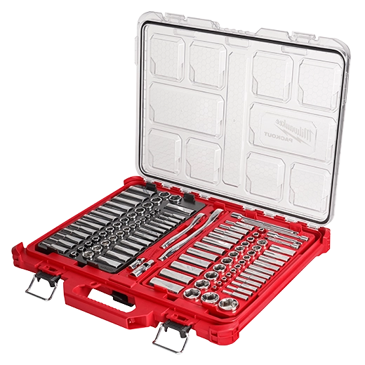 48-22-9486 - 1/4" & 3/8" METRIC & SAE RATCHET AND SOCKET SET WITH PACKOUT™ LOW-PROFILE COMPACT ORGANIZER