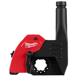 The 6" Tuckpointing Dust Shroud by Milwaukee has a red and black design. It features an adjustable guard and a dust port for clean and efficient tuckpointing. The shroud fits most standard angle grinders, enhancing safety and dust control during masonry work.