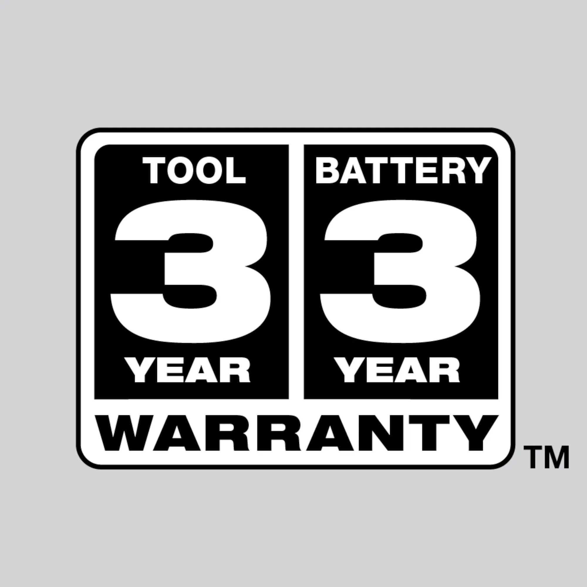 3 year tool warranty 3 year battery warranty logo