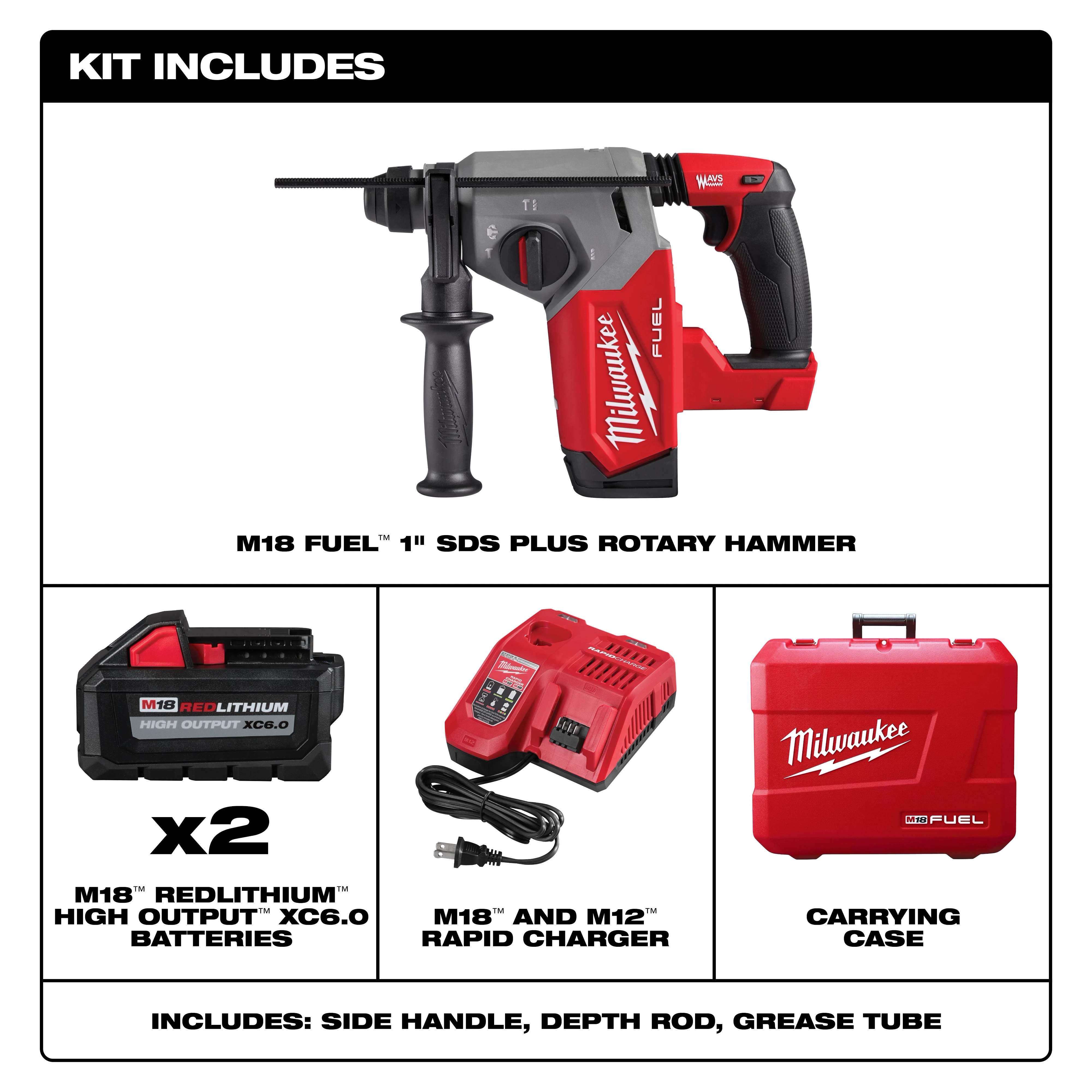 M18 FUEL™ 1" SDS Plus Rotary Hammer Kit Includes