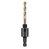 The Small Arbor is a metal drill bit with a black hexagonal shank and a gold, spiral-fluted bit designed for precision drilling.