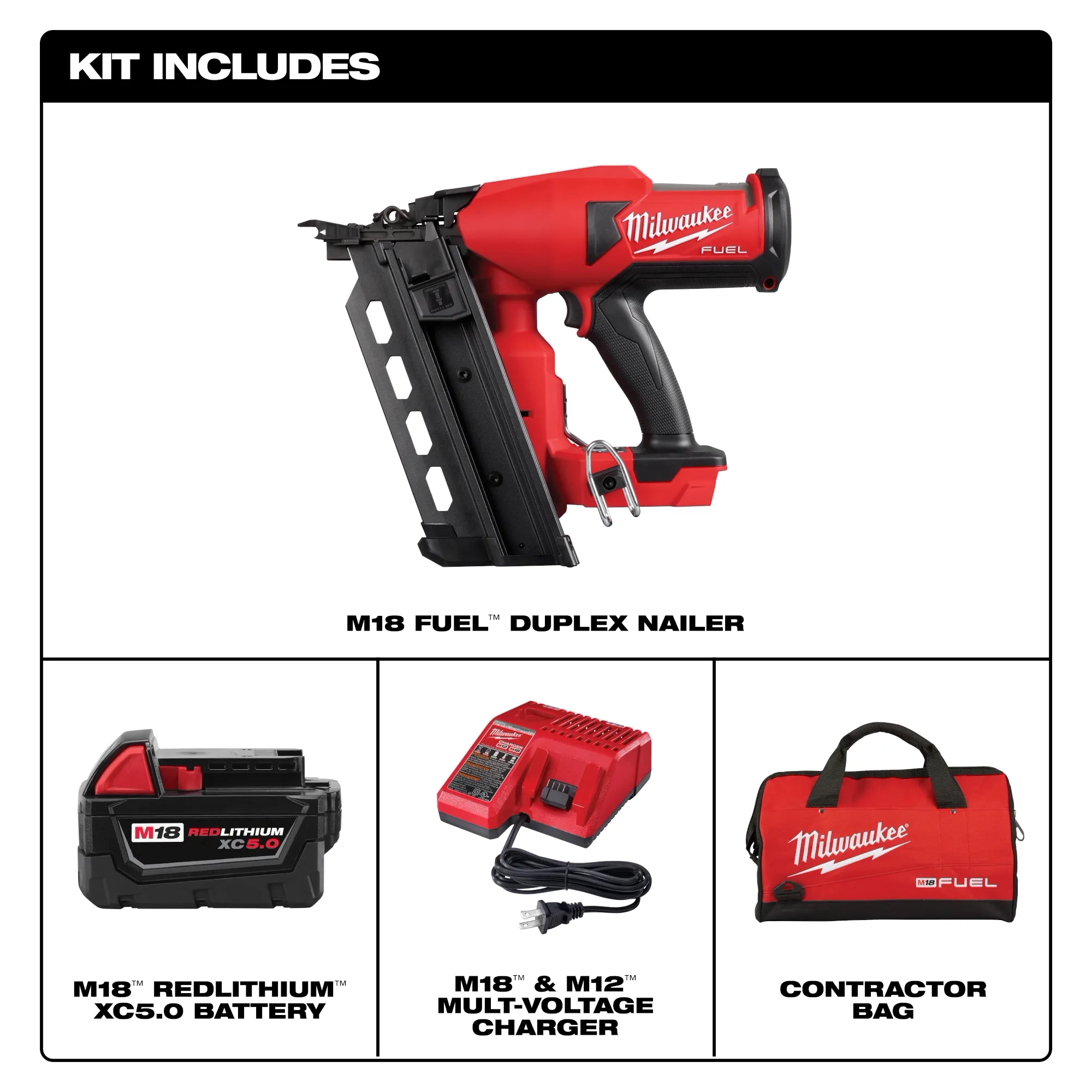 Kit includes image of the M18 FUEL Duplex Nailer