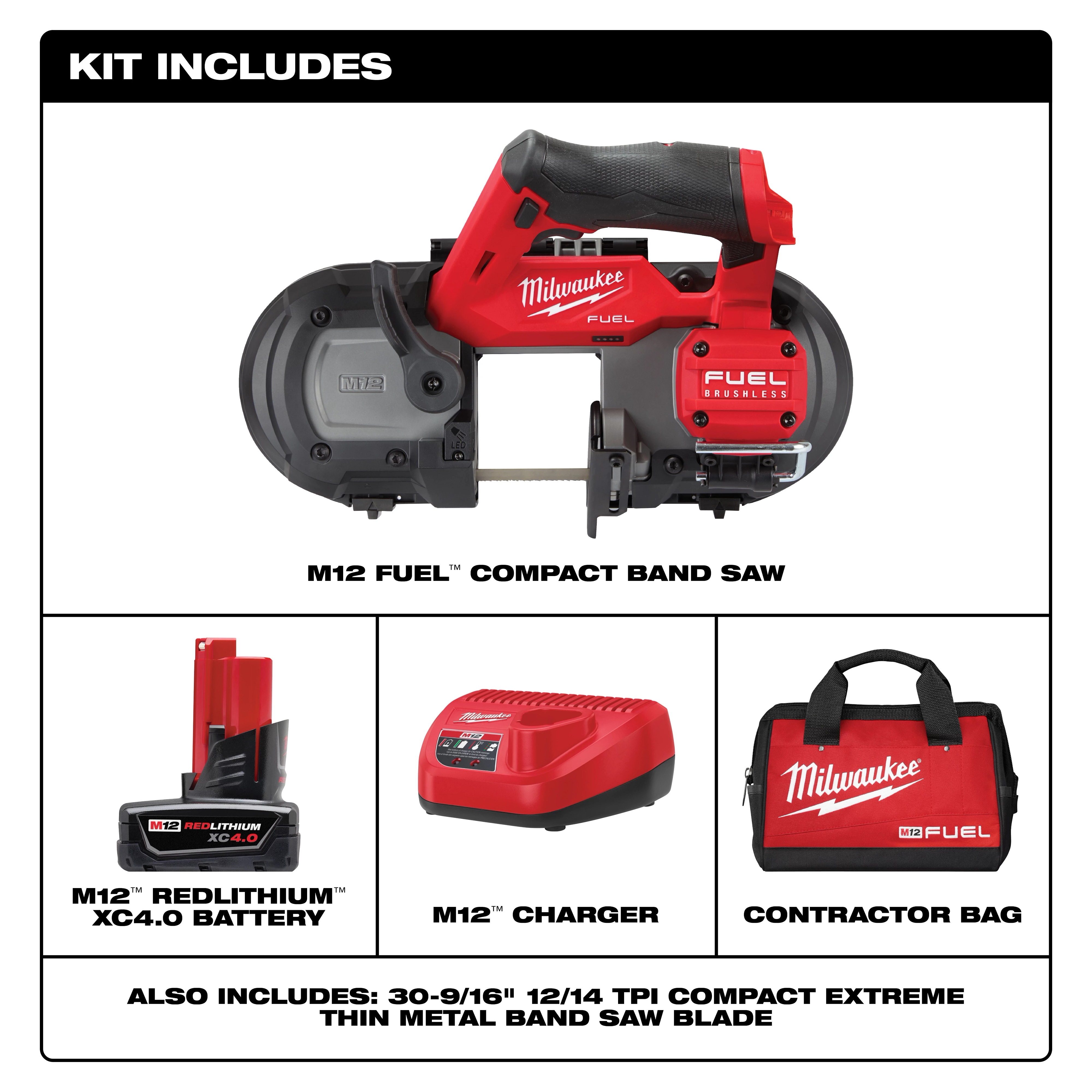 M12 FUEL Compact Band Saw Kit Includes