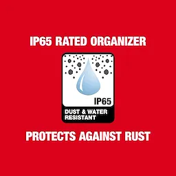 The 9pc Saw Chain Sharpening Set with PACKOUT™ Low-Profile Compact Organizer features an IP65 rated dust and water-resistant organizer that protects against rust.