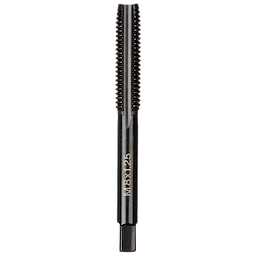 M8-1.25 20mm Straight Flute Plug Tap made of high-speed steel with sharp cutting edges and ridged threads for threading purposes.
