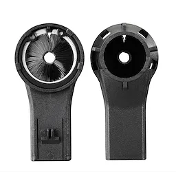Two black M12 Hammervac Nozzles, one with a gray bristle brush interior and the other featuring an open, smooth interior.