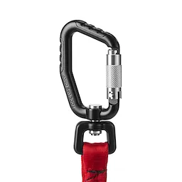 10 LB 20 LB Quick-Connect Locking Tool Lanyard with black locking carabiner and red strap designed for securing tools.
