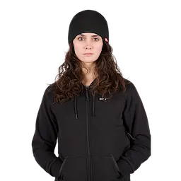 Image of a woman wearing the Milwaukee Fleece-Lined Beanie in black