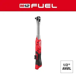 M12 FUEL 1/2" Extended Reach Ratchet standing upright on a plain background with 1/2" anvil label.