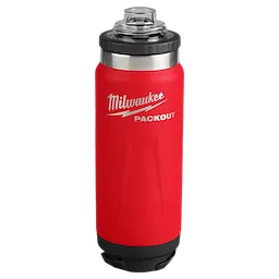 Image of the Milwaukee PACKOUT 24oz Insulated Bottle in red