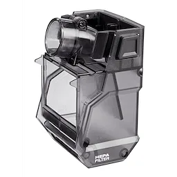 M18 FUEL HAMMERVAC Dedicated Dust Extractor Dust Box, Filter and Lid, featuring a transparent HEPA filter container and grey casing.