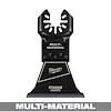 Milwaukee Open-Lok 2-1/2" titanium charged bi-metal multi-material multi-tool blade, black with white text, shown front view.