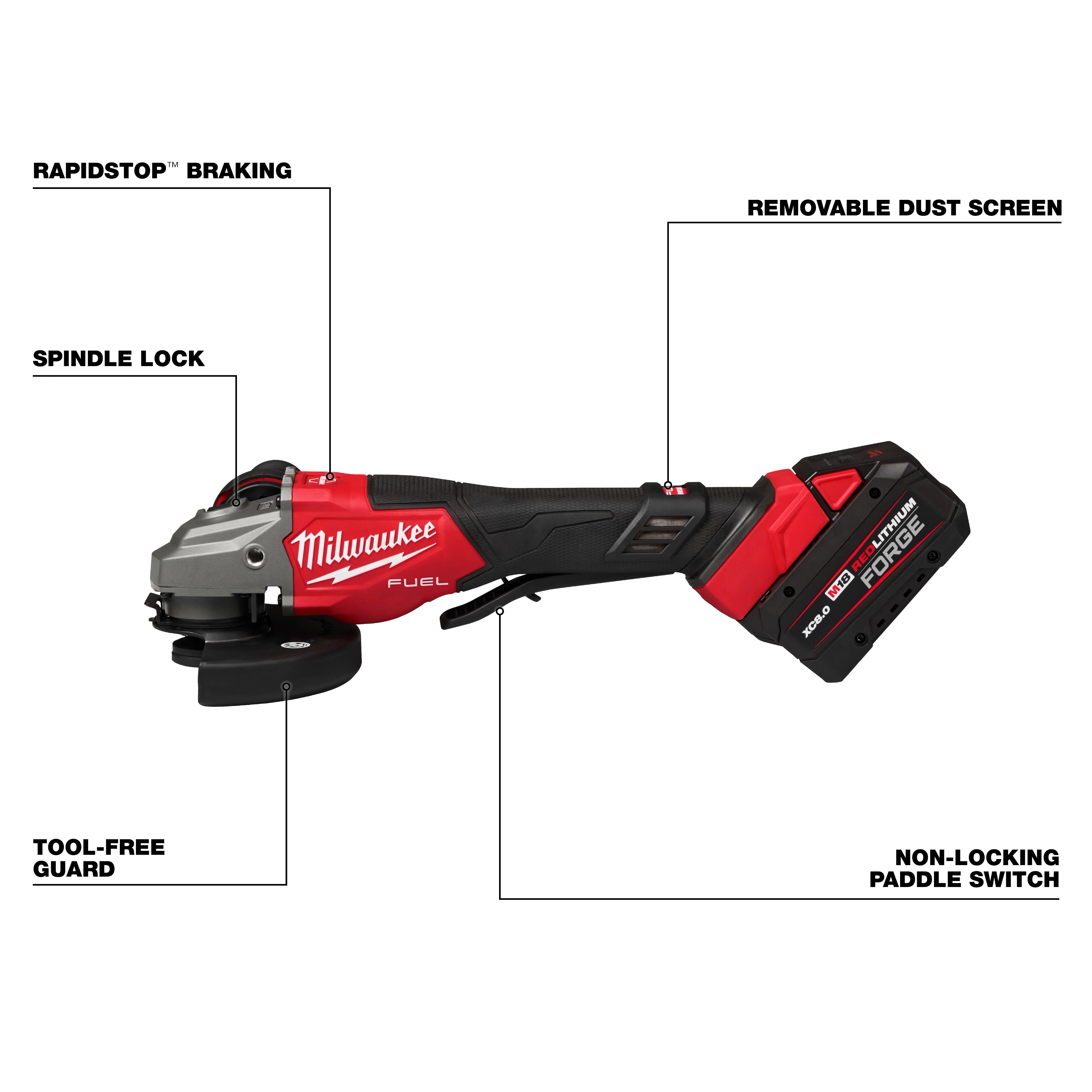 M18 FUEL™ 4-1/2"-6" Braking Grinder, Paddle Switch