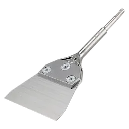 The SDS PLUS SLEDGE Floor Scraper features a wide, flat metal blade with three visible screws and a sturdy, long handle.