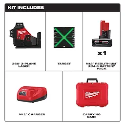M12™ Green 360° 3-Plane Laser Kit Includes