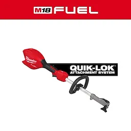 M18 FUEL QUIK-LOK Power Head with handle and attachment system text on a plain background.