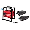 MX FUEL CARRY-ON 3600W/1800W Power Supply with two batteries and a power cord.