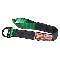 The 50LBS Anchor Strap features a sturdy black, green, and gray design with a robust metal ring on one end. The label indicates a maximum capacity of 50 pounds. Made of heavy-duty material, it is ideal for secure anchoring in various applications.