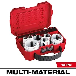 HOLE DOZER General-Purpose Hole Saw Kit - 13PC in a red carrying case with black handle, containing assorted hole saws.