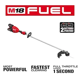 Image of the Milwaukee M18 FUEL 17” Dual Battery String Trimmer highlighting its USPs