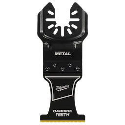 Milwaukee Open-Lok 1-3/8" Carbide Teeth Metal Multi-Tool Blade, featuring a black body with carbide teeth and "Metal" text.