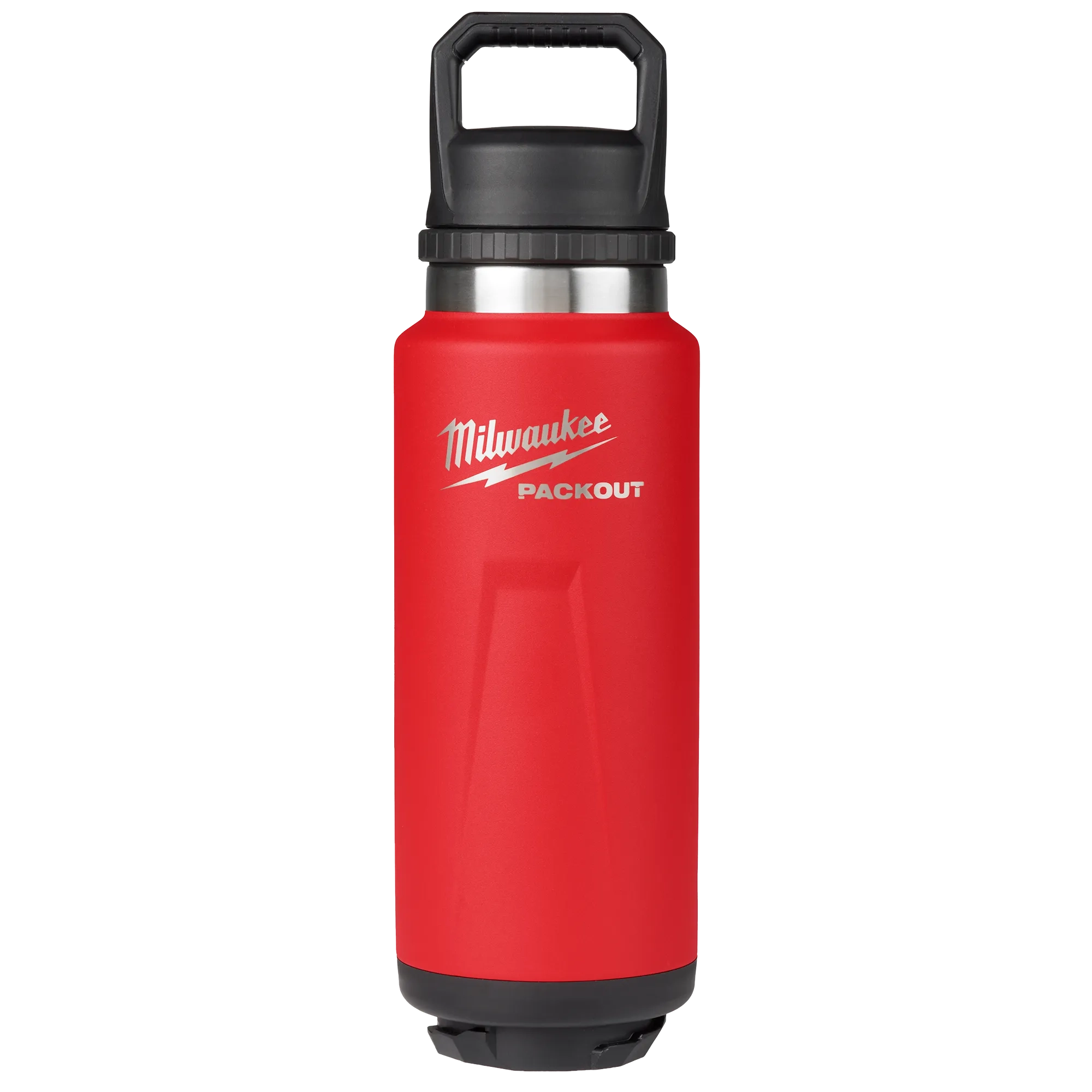 Image of the Milwaukee PACKOUT 36oz Insulated Bottle with Chug Lid in red