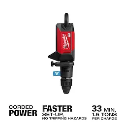 MX FUEL 27 lb SDS MAX Demolition Hammer standing upright with text about corded power and faster setup.