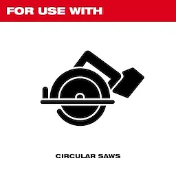 Generic Circular Saw icon with bold text reading FOR USE WITH and CIRCULAR SAWS on a white and red background.