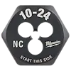 10-24 NC 1-Inch Hex Die in black, featuring three cutting holes and marked with "Start This Side" for user guidance.