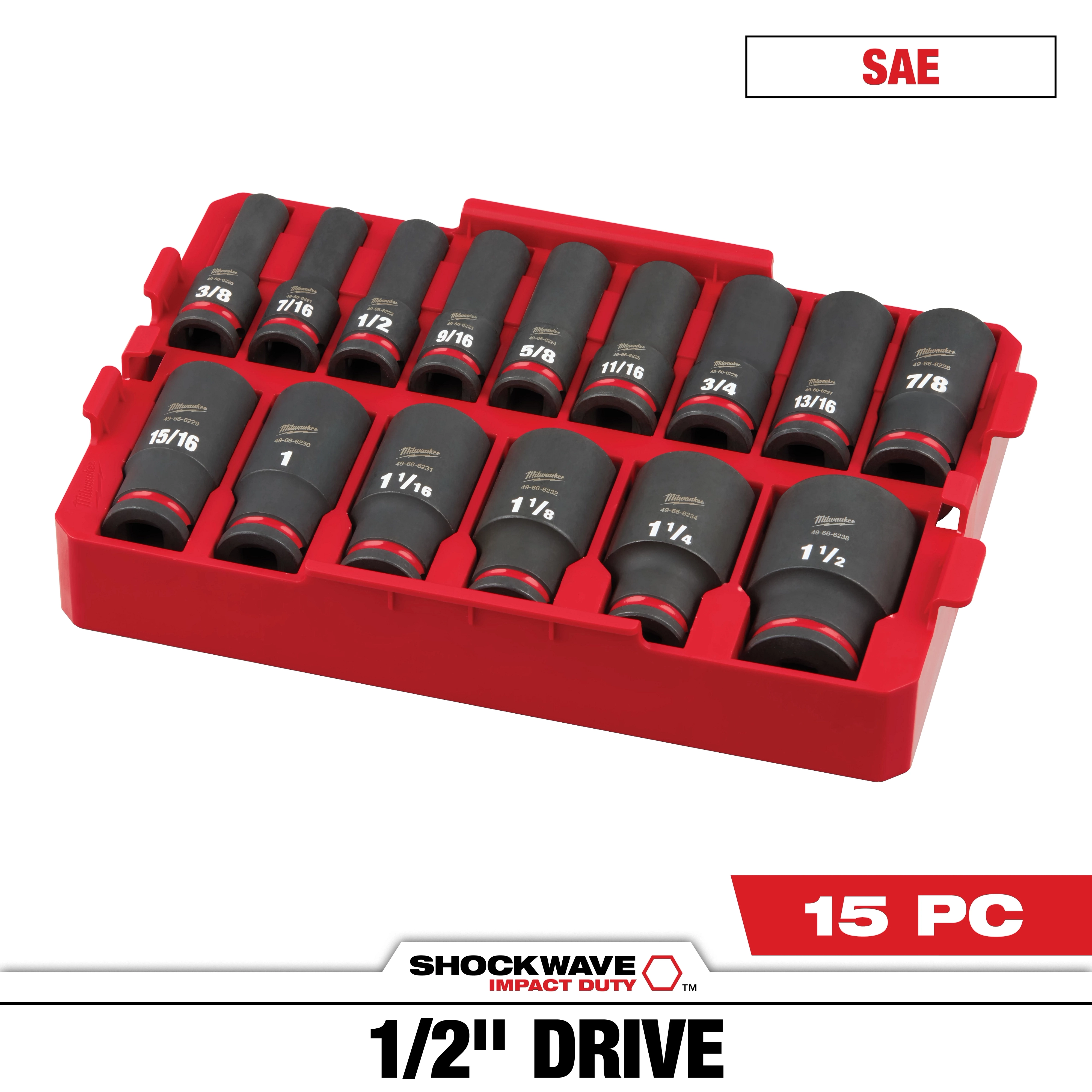 SHOCKWAVE Impact Duty 1/2 in. Drive SAE Deep Well Impact Socket Set  15 Piece