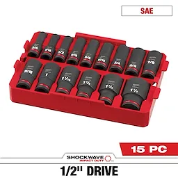 SHOCKWAVE Impact Duty 1/2 in. Drive SAE Deep Well Impact Socket Set  15 Piece