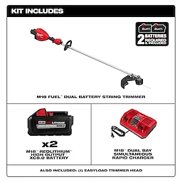 Kit includes image of the Milwaukee M18 FUEL 17” Dual Battery String Trimmer