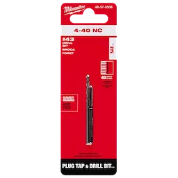 "4-40 Straight Flute Plug Tap & #43 Drill Bit in its packaging "